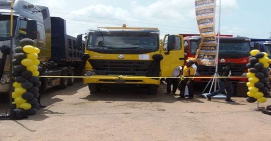 Sinotruk A7 trucks on display