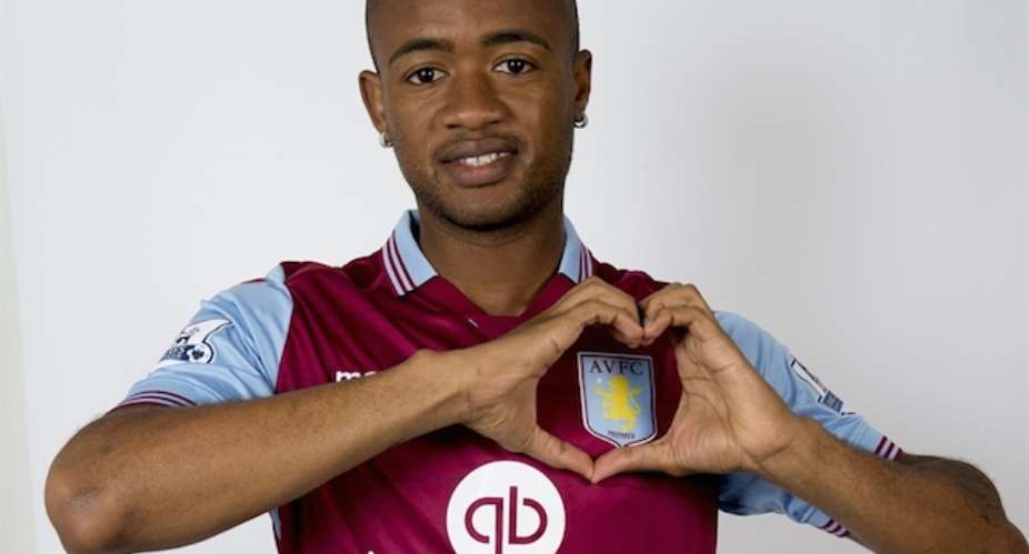 Images as Jordan Ayew enjoys his first day as a Villa player at Bodymoor Heath training complex. Pictures by Neville WilliamsAston VillaGetty Images.