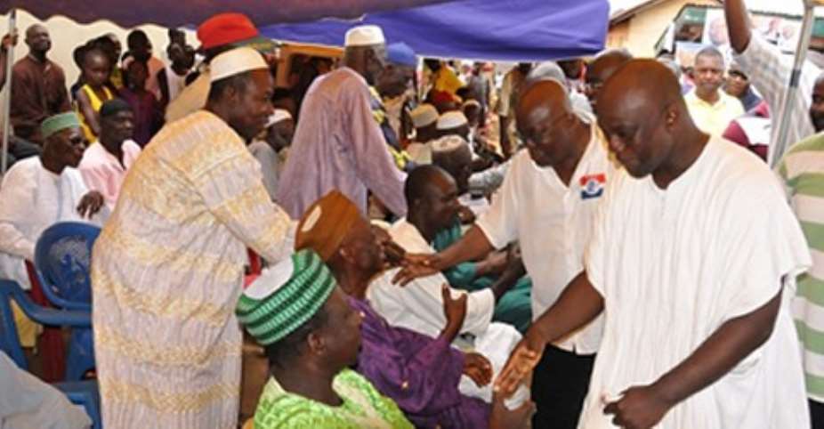 Nana Akufo-Addo greeting some elders of Koforidua Zongo in his tour of the Eastern region