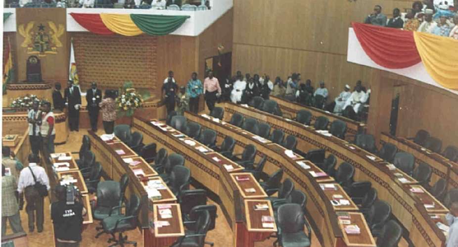 Majority remains calm while Minority heckle President Mills with Woyome song