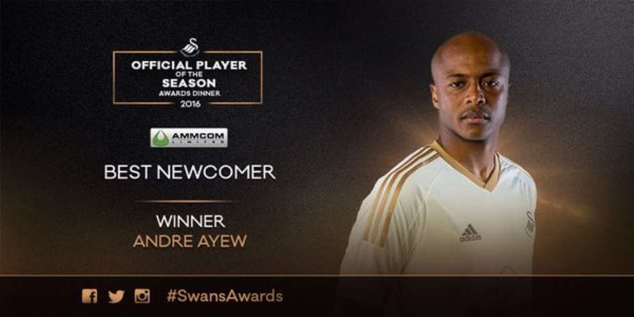 Andre Ayew crowned Swansea City Best Newcomer at club's awards night