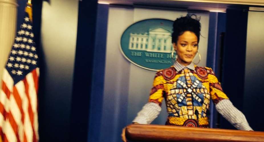 Photos: Rihanna visits White House wearing African print
