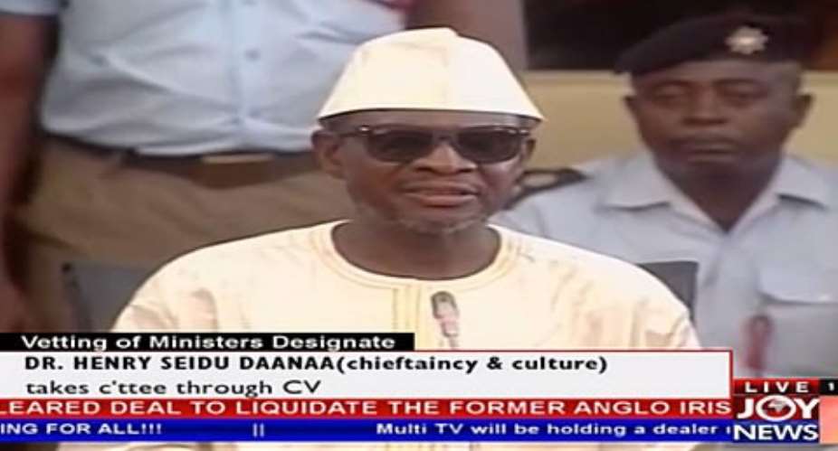 Dr Henry Seidu Danaa answering questions at the Vetting