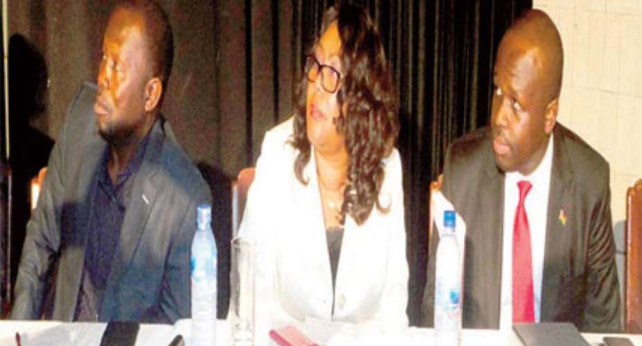From right, Dr. Edward Omane-Boamah, Jemima Oware and Dr. Dominic Ayinie.