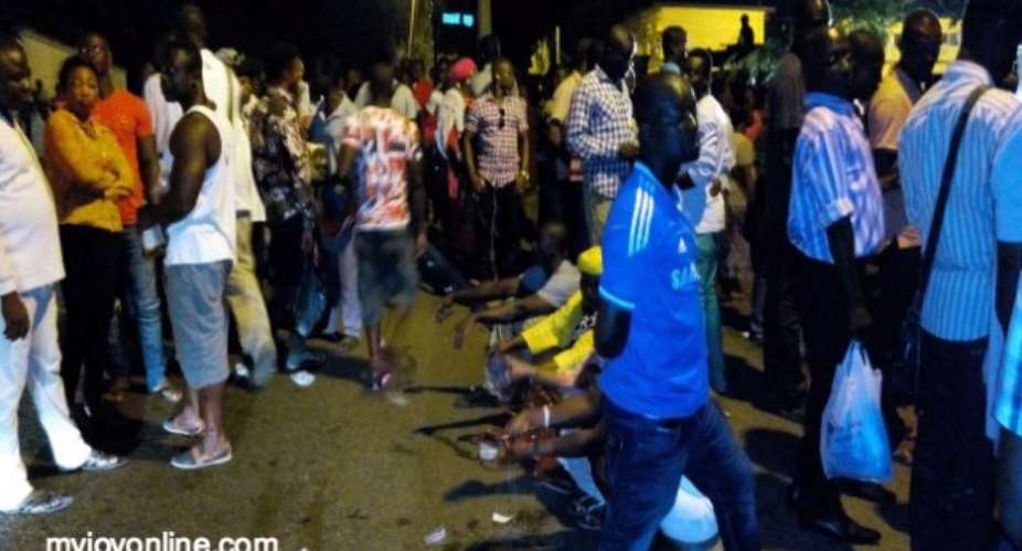 Photos: NPP supporters vow to keep vigil at police station as Wontumi remains locked up