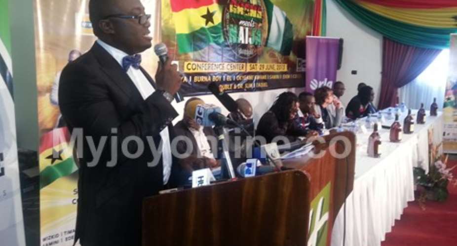 Bola Ray speaking at the launch