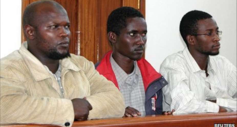 The three men did not speak during their court appearance