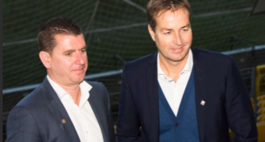 Tom Vernon with his new Nordsjaelland manager Kasper Hjulmand