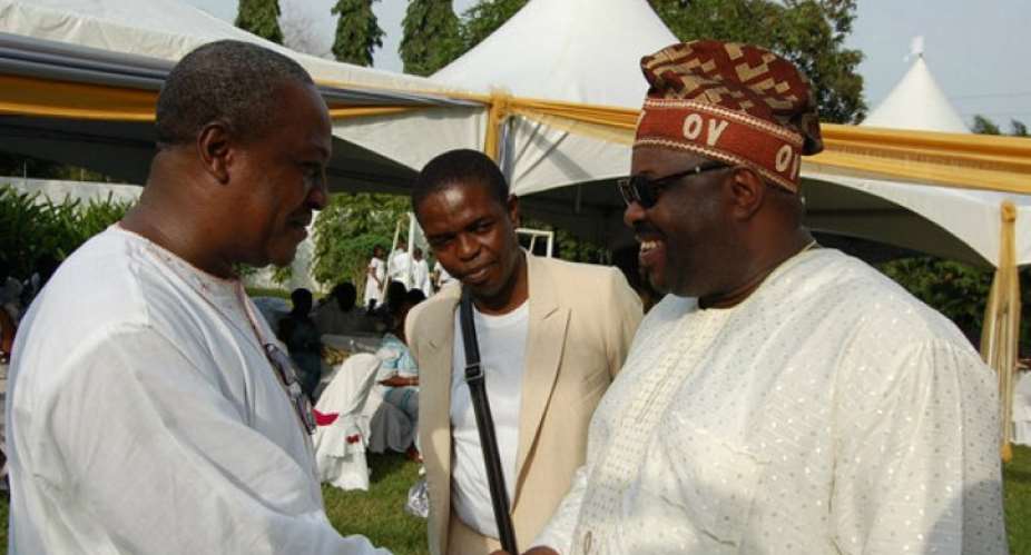 President Mahama in a handshake with Chief Dele Momodu