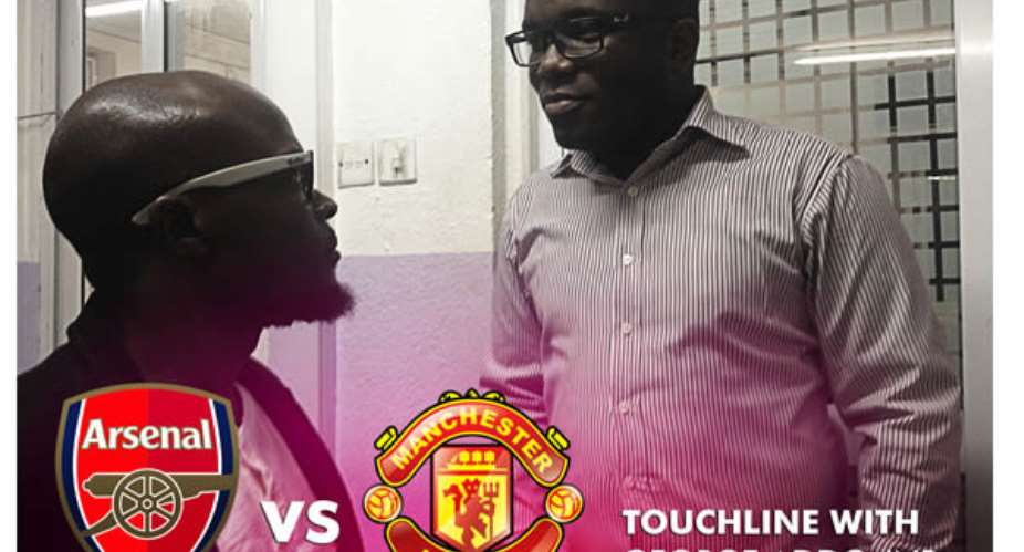 In support of Arsenal and United, Anny battles Evans on Touchline