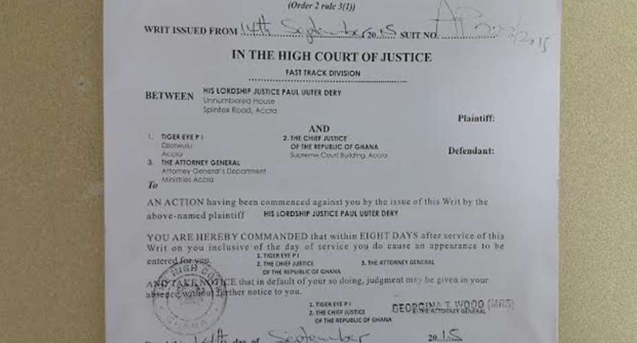 Justice Paul Dery sues Anas's Tiger Eye, A-G, CJ over judicial bribery