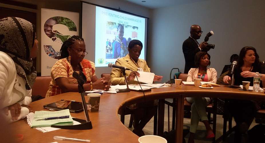 Minister of State in Charge of Social and Allied Agencies, Office of the Presidentleft Mrs. Comfort Doyoe Cudjoe-Ghansah making her presentation at the function at the United Nations headquarters,New York.