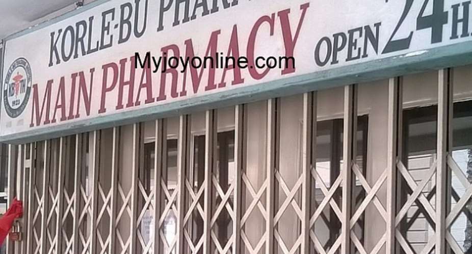 Korle Bu Pharmacy closed down; staff stage demo