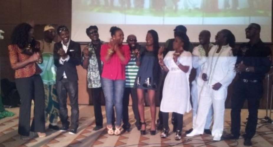 Glo Ghana Brand Ambassadors perform a special song at the launch