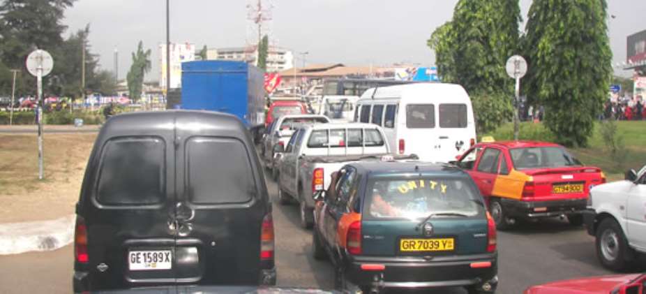 Heavy vehicular traffic at the Kwame Nkrumah Circle is a regular spectacle