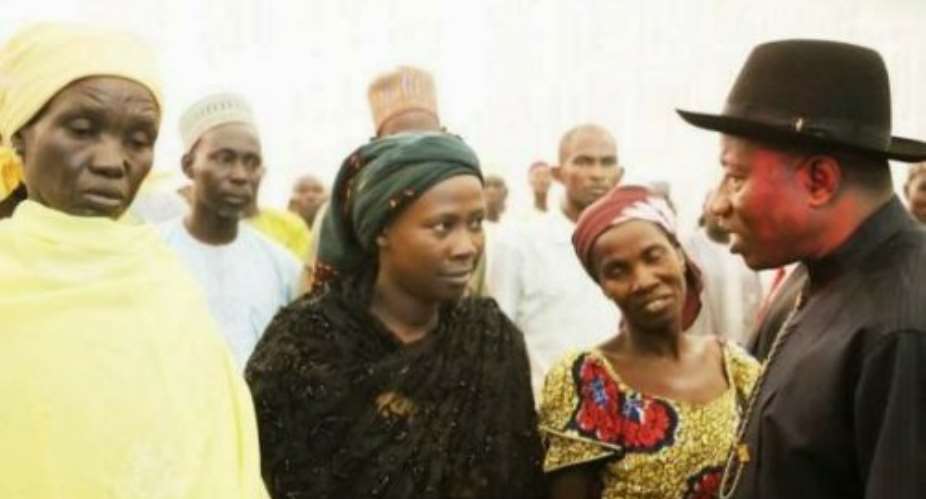 Photos: Jonathan in Close Door Meeting with Parents of Chibok Girls