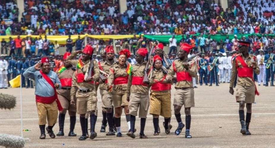 Photos: Agya Koo, Kyeiwaa, Bob Okala march at Ghana  59 parade