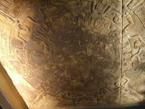 Dendera zodiac ceiling painting, Egypt ,now in Louvre            Museum ,Paris, France.