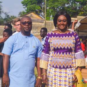Hon Barbara Oteng-Gyasi in a pose with the Workaholic MCE Hon. Mozart K Owuh of Prestea Huni-Valley Municipality.