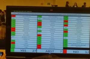 The final vote on the resolution to renew the mandate of the IE on SOGI. Photo taken by Kwaku Adomako 12 June 2019