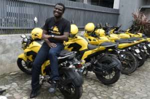 Tayo Bamiduro, founder and CEO of motorcycle taxi app MaxOkada. By PIUS UTOMI EKPEI (AFP)