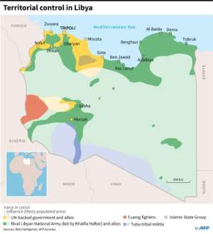 Map of forces involved in the fighting in Libya, as of January 12, 2020 following the start of a ceasefire Sunday.. By (AFP)