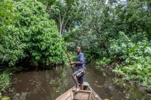 The 3,000 hectares (7,400 acres) of forest, named after the Hlan River, can only be accessed by canoe.  By Yanick Folly (AFP)