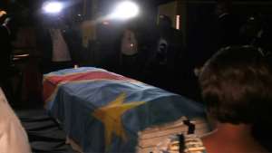 The coffin containing the remains of former Congolese opposition leader Etienne Tshisekedi was flown back to Kinshasa on Thursday. By Junior KANNAH (AFP)