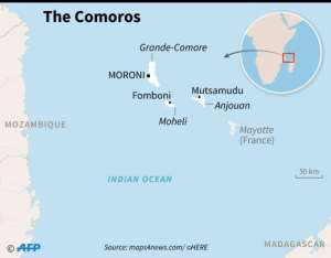 Map of the Comoros archipelago..  By Kun TIAN (AFP)