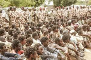 The Chadian military on Sunday presented a group of captured rebels together with their confiscated weapons and vehicles. By Djimet WICHE (AFP)