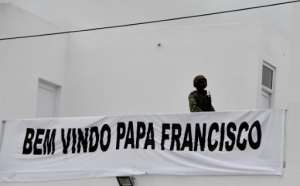 The Argentinian pope addressed the crowd in Portuguese. By Tiziana FABI (AFP)