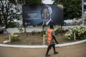 The body of former UN chief Kofi Annan has been kept at Accra International Conference Centre prior to the state funeral. By CRISTINA ALDEHUELA (AFP)