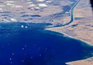 The blockage of the canal caused tailbacks stretching to hundreds of cargo ships at the northern and southern entrances. By Mahmoud KHALED (AFP)