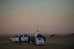 The Bloodhound team plans to give the racer a boost, with a rocket engine. By RODGER BOSCH (AFP)
