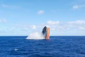 The broken stem of the vessel was sunk in the open ocean on Monday. By - (Mauritius Police Press Office/AFP/File)