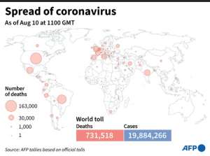 The global numbers of coronavirus infections and deaths. By Simon MALFATTO (AFP)