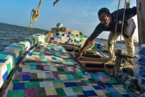 The Flipiflopi was built by hand by traditional dhow craftsmen from Lamu. By ANDREW KASUKU (AFP)
