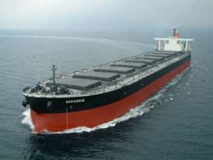 The Japanese-owned bulk carrier, pictured here at an undisclosed location on May 15, ran aground on one of the world's most acclaimed marine coasts. By Handout (NAGASHIKI SHIPPING CO./AFP)