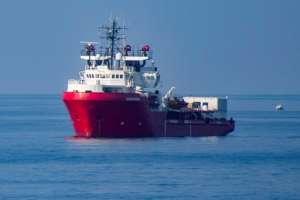 The Ocean Viking rescue ship is waiting for permission from either Italy or Malta to dock. By Alessandro SERRANO (AFP/File)