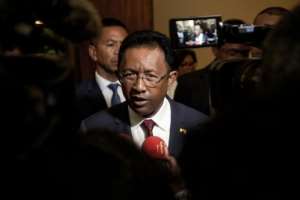 The outgoing President Hery Rajaonarimampianina, is running for re-election.  By RIJASOLO (AFP)
