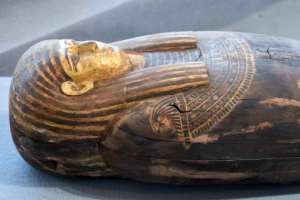 The mummies being moved on Saturday were discovered over a century ago but new finds are being made; this wooden sarcophagus was revealed to the public on November 2020. By Ahmed HASAN (AFP)