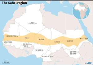 Map of the Sahel region, which covers an area almost as big as the EU