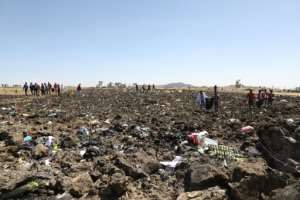 The scene of devastation where the Nairobi-bound Ethiopian Airlines plane came down. By Michael TEWELDE (AFP)