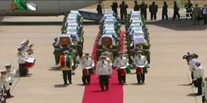 The skulls were returned Friday from the Musee de l'Homme in Paris where they had been stored since the 19th century. By - (Algerian TV/AFP)