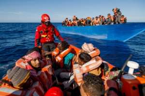 The Spanish NGO Maydayterraneo rescues migrants off the Libyan coast in February. By Pablo Garcia (AFP/File)