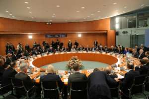 The presidents of Russia, Turkey and France were among global chiefs at the talks held under UN auspices. By Murat CETINMUHURDAR (TURKISH PRESIDENTIAL PRESS SERVICE/AFP)