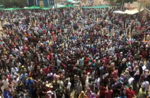 There has been an often festive mood among the tens of thousands of protesters who have gathered daily outside the army headquarters, which also houses the residence of President Omar al-Bashir. By - (AFP)