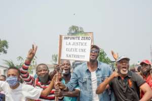 Thursday's heated protest was launched after Tshisekedi sacked two strongmen of the former regime. By Arsene Mpiana (AFP)
