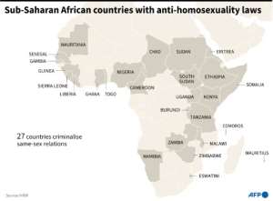 Twenty-seven sub-Saharan countries have anti-homosexuality laws, according to Human Rights Watch. By (AFP)