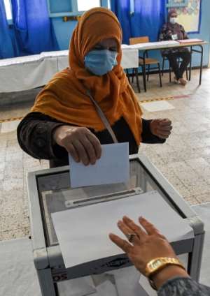 Turnout was slow in the capital Algiers but was expected to be higher in rural areas. By RYAD KRAMDI (AFP)
